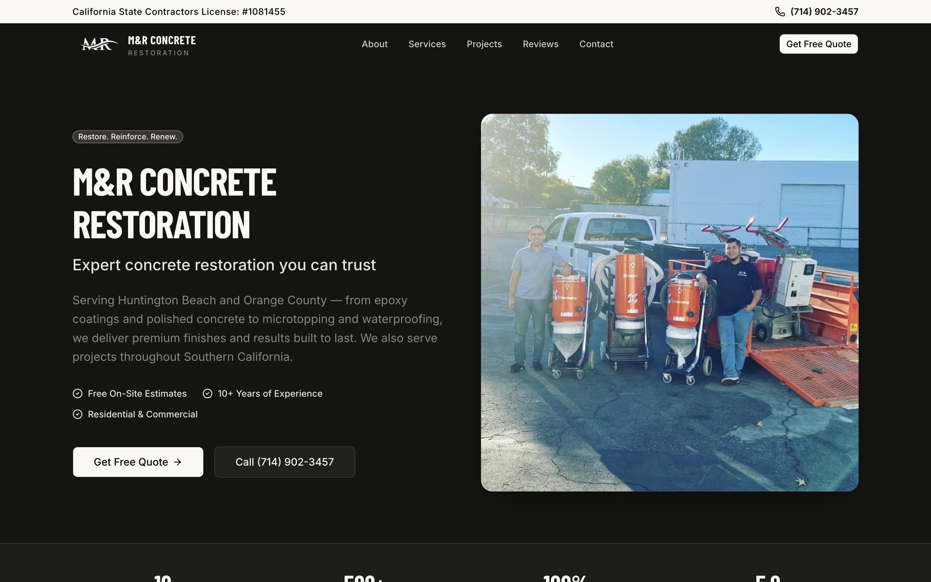 Image of M&R CONCRETE RESTORATION website